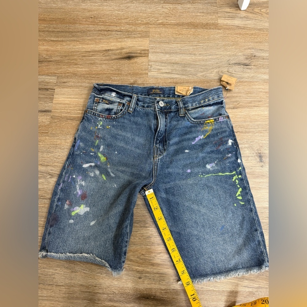Polo Ralph Lauren Boys' Paint Splatter Sullivan Slim Denim Shorts Size 16-18 NWT - Picture 7 of 10